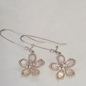 Gold And Pink Flower Earrings